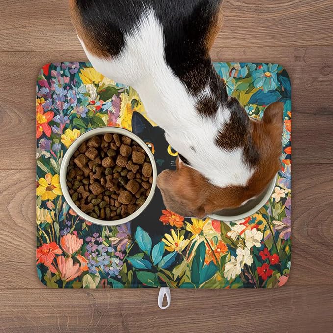 Spring Summer Floral Cat Dish Drying Mat - Image 8