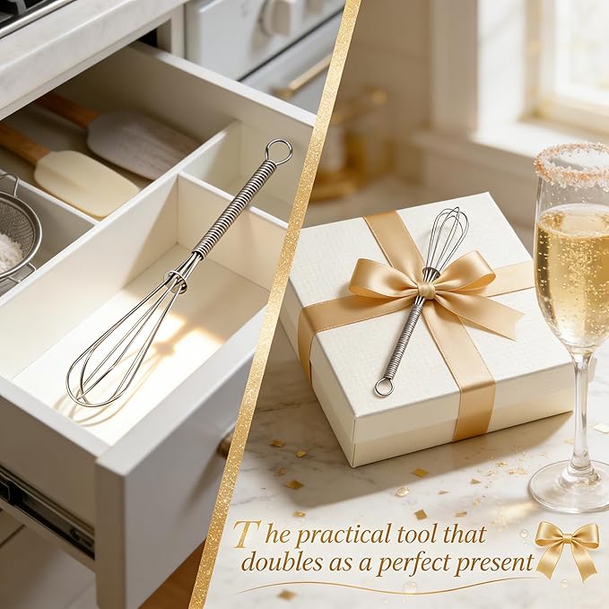 Anaeat Small Wire Whisk Set of 2, Portable Stainless Steel Kitchen Tiny Whisk & - Image 7