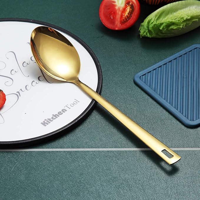 Berglander Gold Cooking Spoon, Stainless Steel Solid Serving Spoon Titanium - Image 3