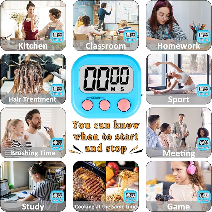 ZILLEEN 12 Pack Kitchen Timers for Cooking Digital Classroom Timers for Kids - Image 5