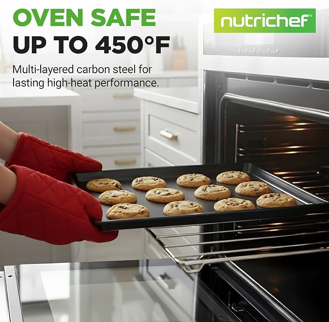 NutriChef 3-Piece Nonstick Baking Sheet Set – Non-Toxic Cookie Sheets - Image 2