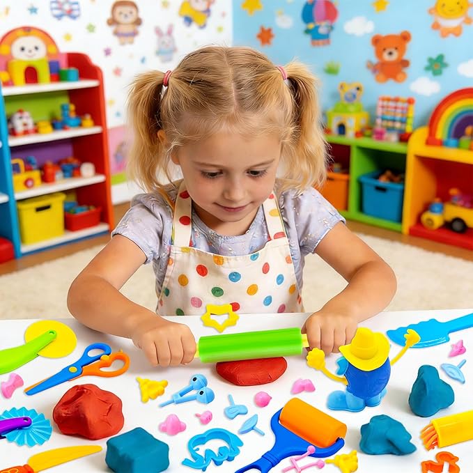 Dough Tools for Kids, 47-Piece Kids Clay and Dough Tool Kit– Includes Roller - Image 3