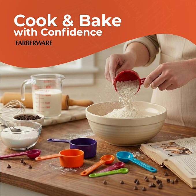 Farberware Kitchen Basics Measuring Cup & Spoon Set – 9-Piece Colorful Nesting - Image 7