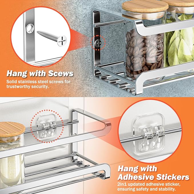 Bunoxea Spice Rack wall mounted 4 Pack, Space-Saving Spice Organizer - Image 3