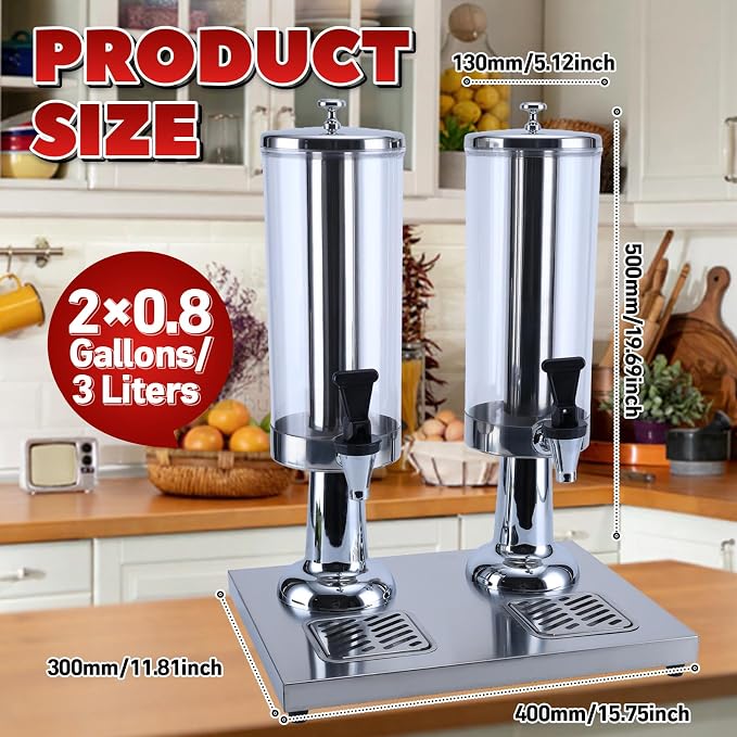 2-Gallon Drink Dispenser with Stainless Steel Drip Tray - Image 2