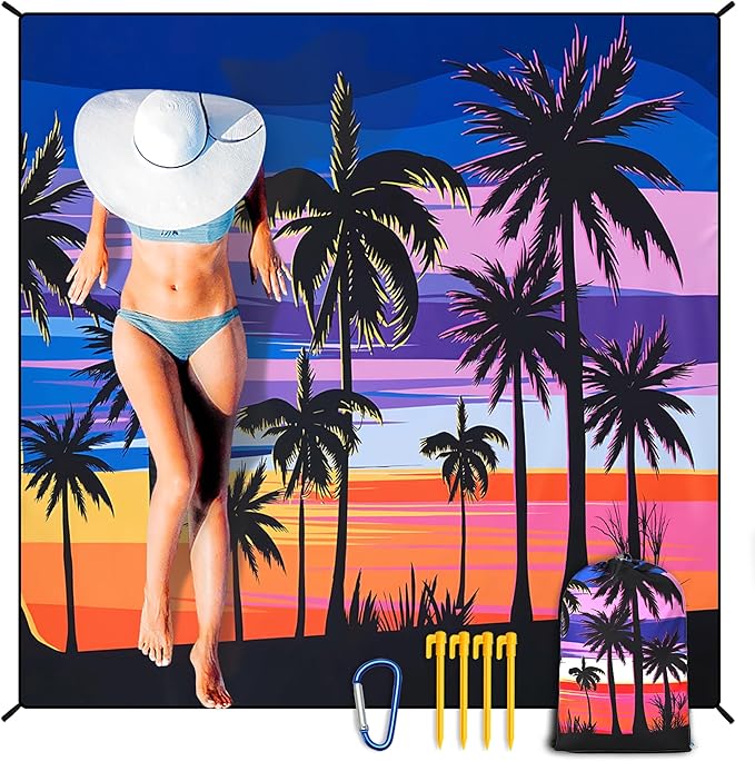 HIHOHO Beach Blanket Waterproof Sandproof Extra Large Beach Mat 79" X by HIHOHO