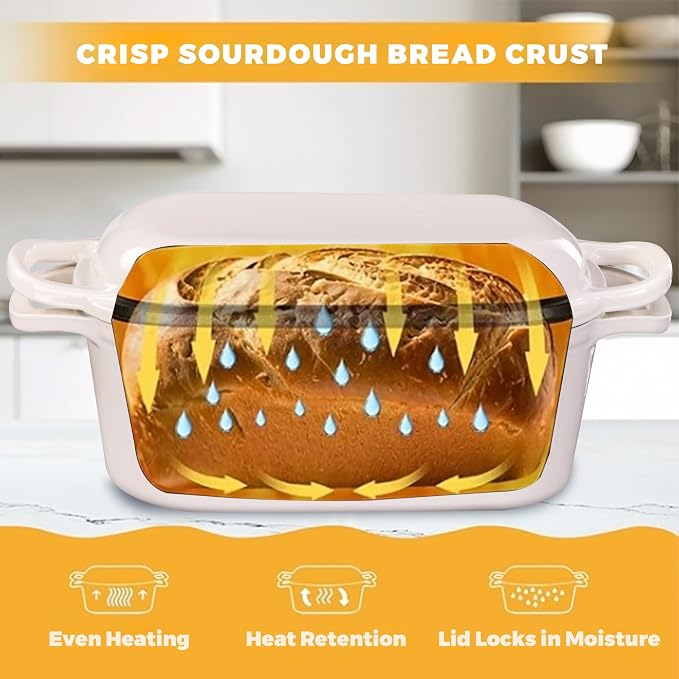 4.6 Quart Dutch Oven for Sourdough Bread Baking, Combo Oval Enameled Cast Iron - Image 4