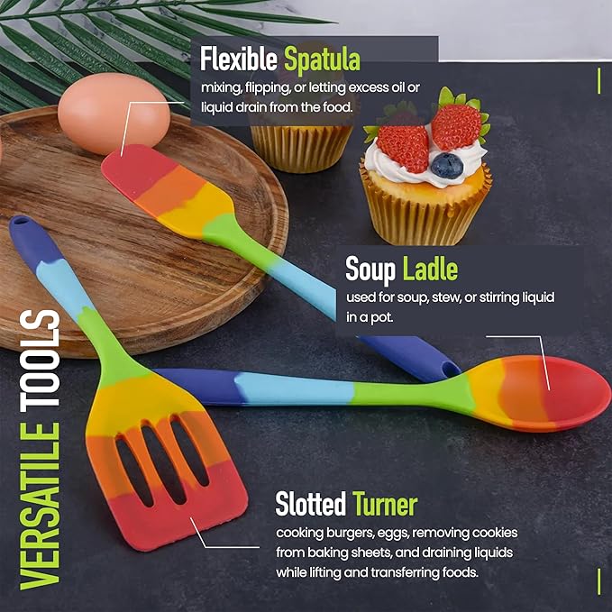 11-Piece Rainbow Silicone Spatula Bundle - Image 3