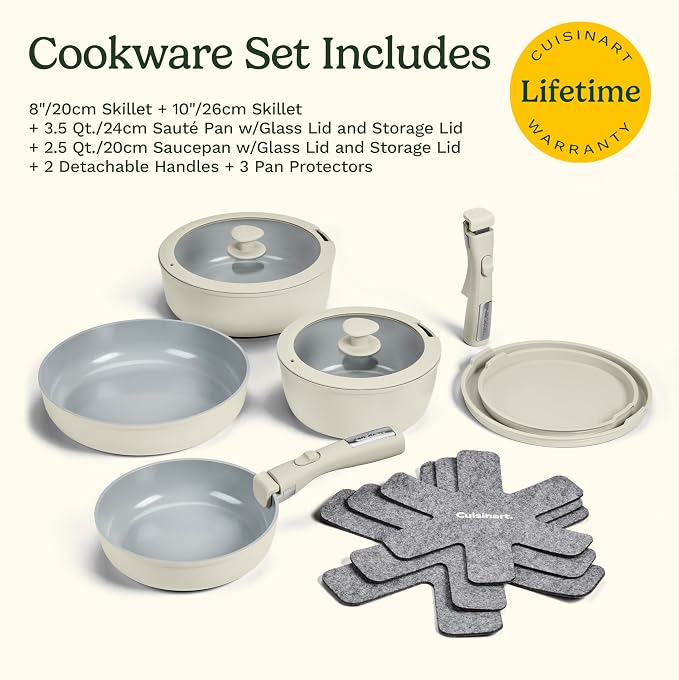 Cuisinart 13-Pc ClickSmart Nonstick Detachable Handle Ceramic Cookware - Image 10