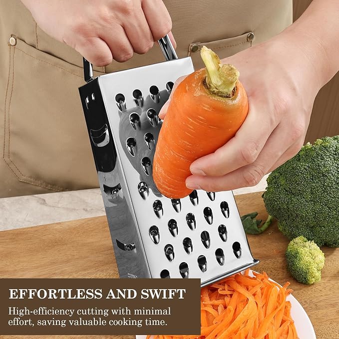 Stainless Steel Vegetable Grater, 4-Sided Portable Metal Grater, Cheese Grater - Image 6