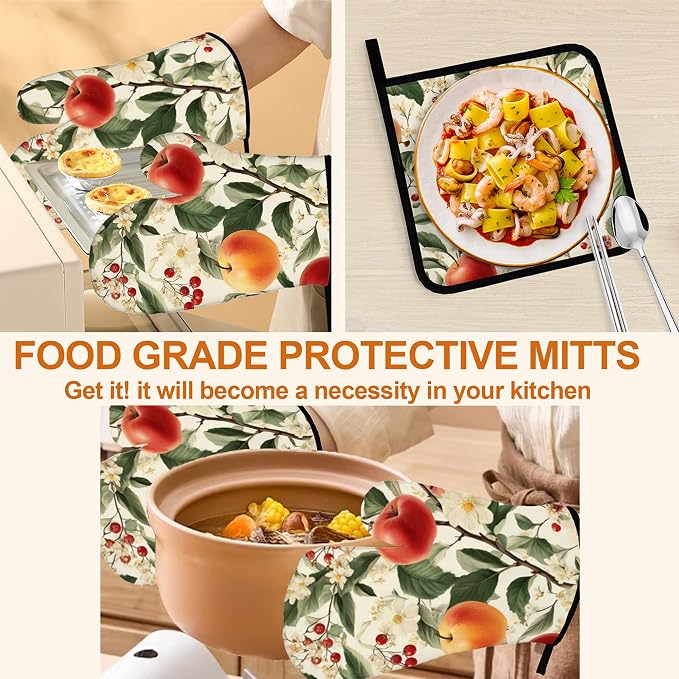 Apple Flower Oven Mitts & Potholder Set of 4 - Image 5