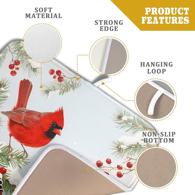 Winter Cardinal Bird Dish Drying Mat - Image 4
