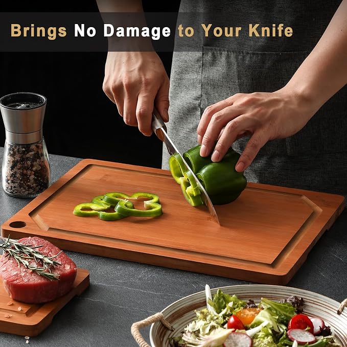 Hiware 4 Pieces Extra Large Wooden Cutting Boards Set- Bamboo Cutting Boards - Image 6