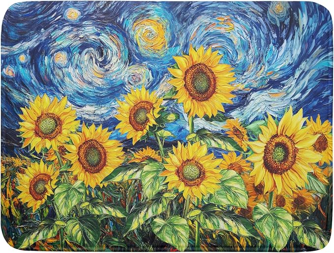 Sunflower Dish Drying Mat for Kitchen Counter 24x18 Inch Starry Night Drying Mat by Trongr
