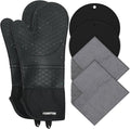 Silicone Oven Mitts 15'' Heat Resistant Flexible Oven Glove Set Hot Mitts by FORATER
