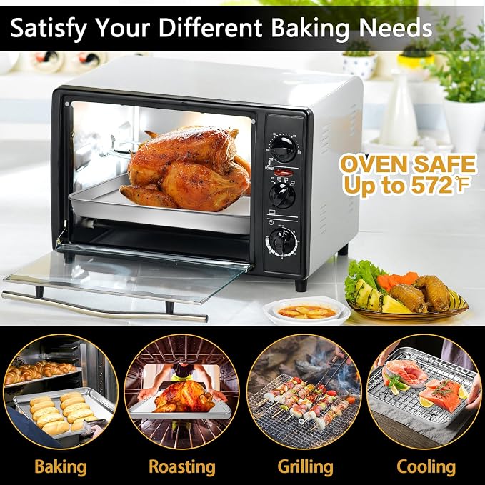 CEKEE Baking Sheet with Wire Rack Set of 6, Stainless Steel Stainless Steel - Image 7
