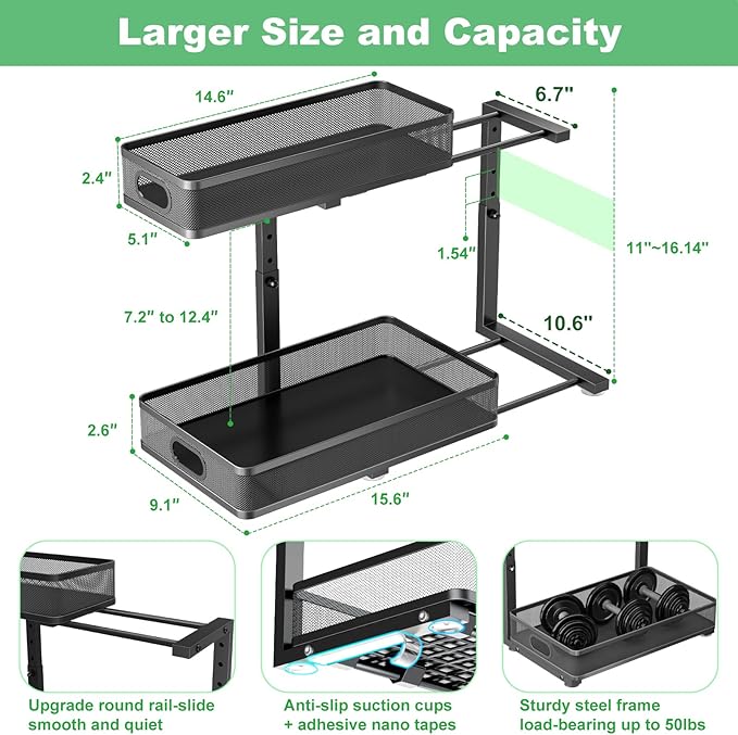 Under Sink Organizer, High Adjustable 2 Tier Under Sink Organizers and Storage - Image 4