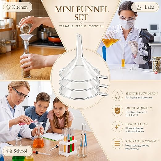 Hoolerry 100 Pcs Small Funnel for Filling Small Bottles Clear Plastic Mini - Image 7