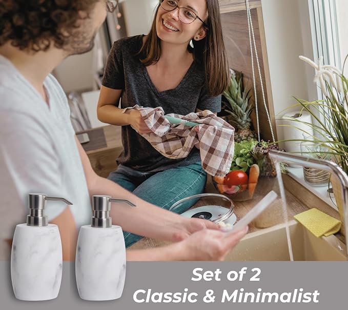 Clasin Home Resin Soap Dispenser Set 2, Refillable Hand Soap Dispenser - Image 4