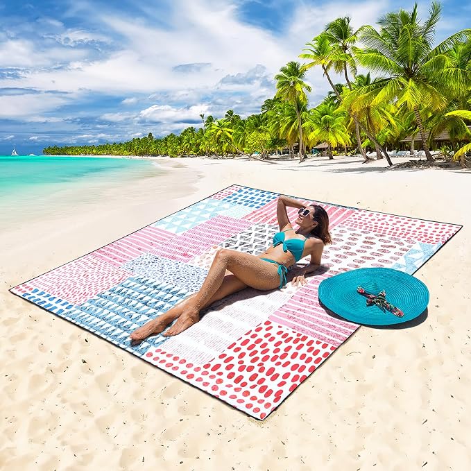 HIHOHO Beach Blanket Waterproof Sandproof Extra Large Beach Mat 79" X - Image 4