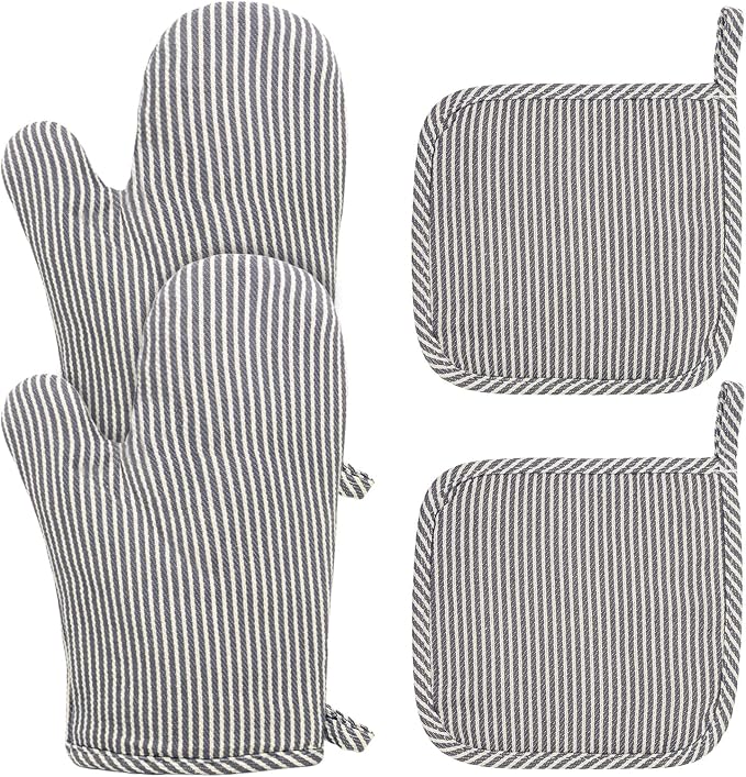 4 Pcs Oven Mitts and Pot Holders Heat Resistant Oven Mitts Sets Non Slip Oven by Unknown