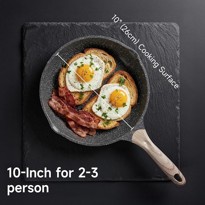 JEETEE 10 Inch Nonstick Frying Pan Stone Coating Cookware, Nonstick Omelette - Image 5
