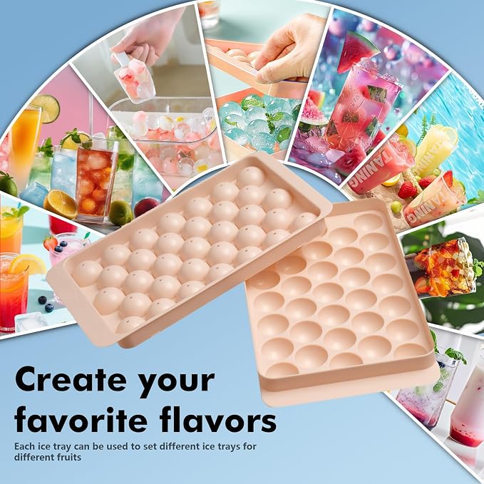 2 Pack Ice Cube Tray with Lid and Bin, Round Ice Cube Trays - Image 4