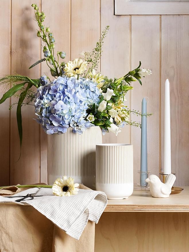 LE TAUCI Utensil Holder for Kitchen Counter, 7.3"+5.4" Fluted Ceramic Utensil - Image 5