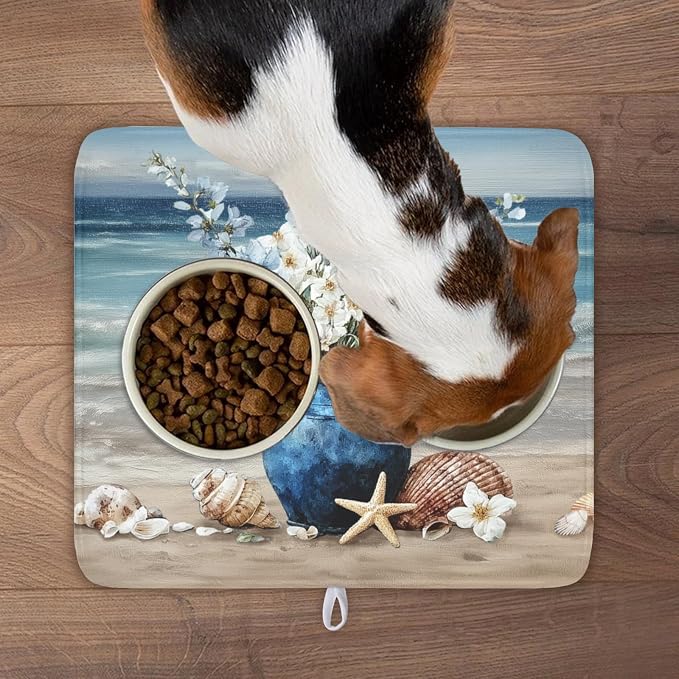 Summer Beach Dish Drying Mat for Kitchen Counter Nautical Coastal Blue Ocean - Image 9