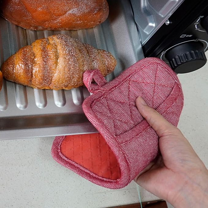 Pot Holders Yarn-Dyed Set of 3 Non Slip Silicone Kitchen Lines Heat Resistant - Image 5