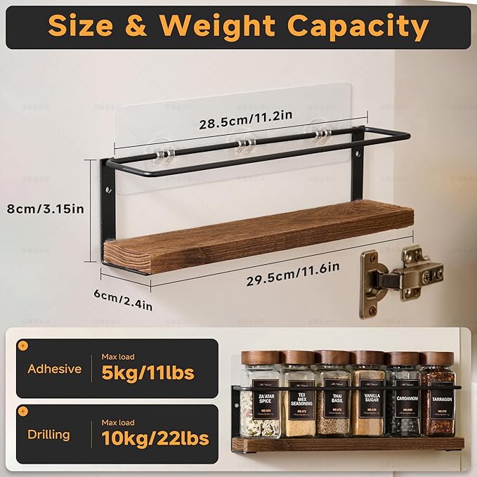 4-Tier Wall Mount Spice Rack Organizer - Image 3
