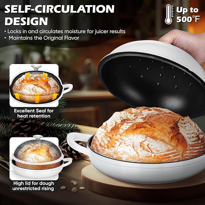 Bread Dutch Oven for Sourdough Baking, Joyfair Enameled Cast Iron Dutch Oven Pot - Image 3