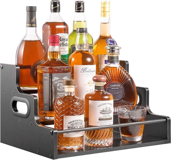 YQBRAO 3-Tier Liquor Bottle Display Shelf, Coffee Syrup Rack Organizer by Unknown