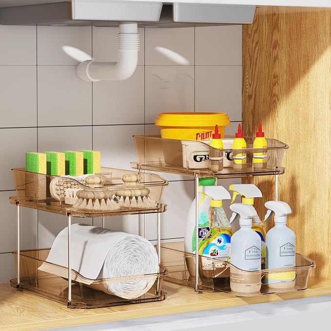 Delamu 2-Tier Under Sink Organizers and Storage, Pull Out Kitchen Pantry - Image 7