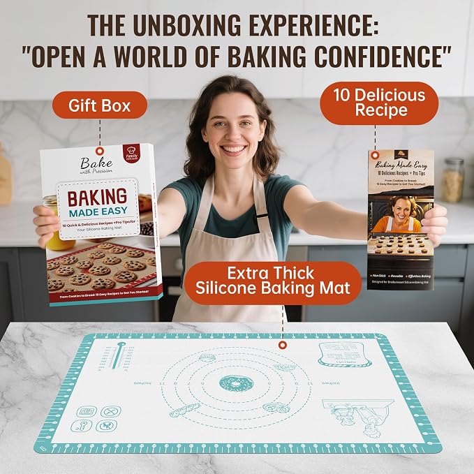 Silicone Baking Mat with 10 Useful Recipes, Non Stick Pastry Mat - Image 2
