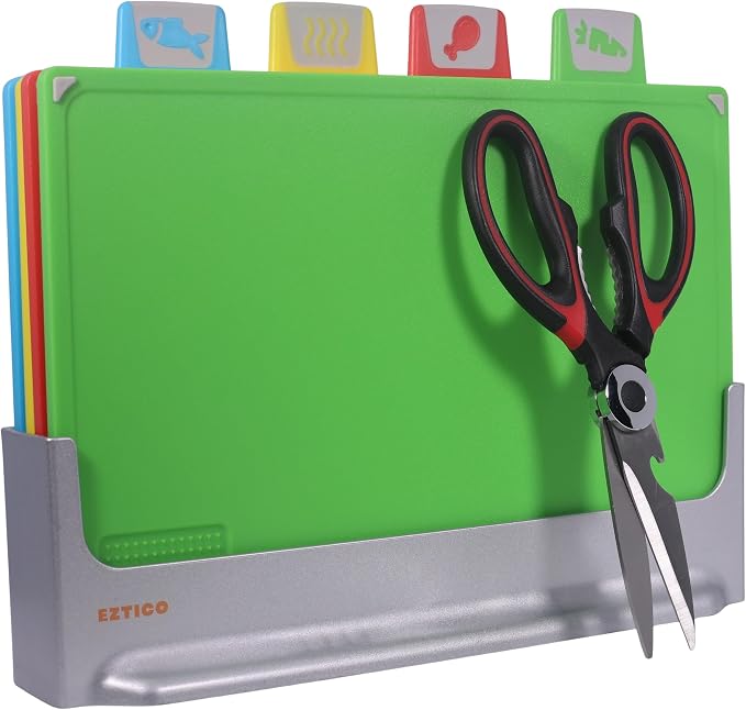 Cutting Board Set: 4-Piece Color-Coded, Perfect kitchen essentials by EZTICO
