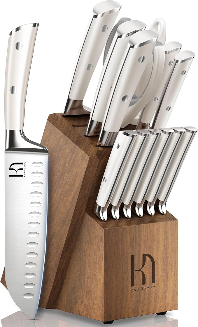 Knife Set, Premium 15 Piece Japanese High Carbon Stainless Steel Knives Set by PushBoundariesforSharpness