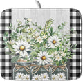 Spring Summer White Daisy Flowers Dish Drying Mat by Kawani
