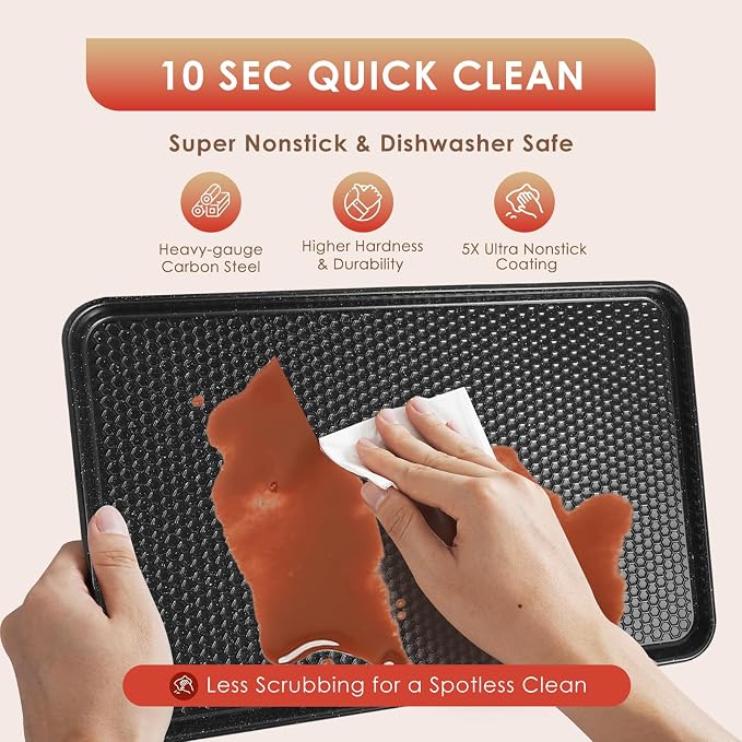 Baking Sheet Pan Set of 3, Nonstick Carbon Steel Cookie Sheets - Image 8