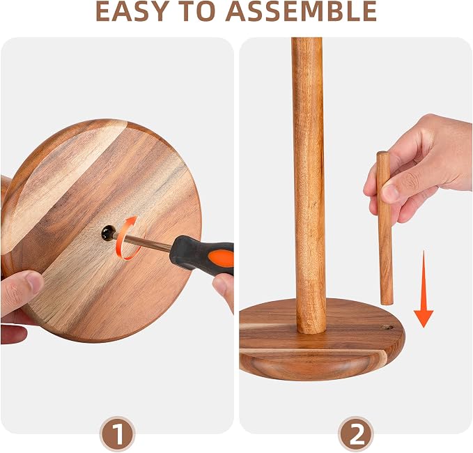 Acacia Wood Paper Towel Holder Countertop, Wooden Paper Towel Holder Thicken - Image 6