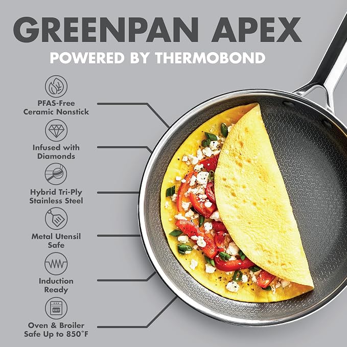 GreenPan Hybrid 10” Nonstick Stainless Steel Frying Pan, APEX Tri-Ply - Image 4