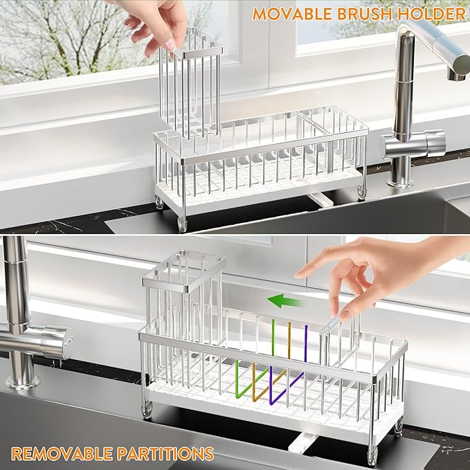Cisily Sponge Holder for Kitchen Sink, Sink Caddy Organizer - Image 5