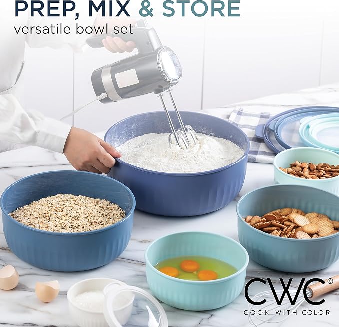 COOK WITH COLOR Prep Bowls with Lids- Wide and Deep Nesting Plastic Small - Image 6
