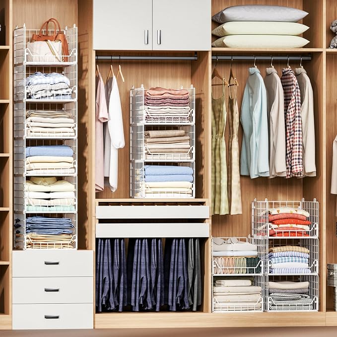 Jakyitvi 6-Tier Closet Shelf Organizer, Metal Stackable Closet Organizers and - Image 8