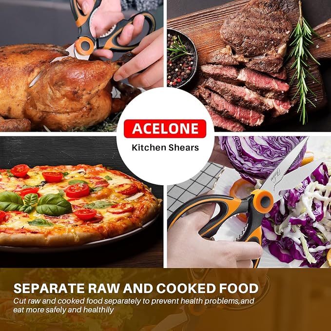 Acelone Kitchen Shears, Kitchen Scissors Heavy Duty Meat Scissors Poultry Shears - Image 2