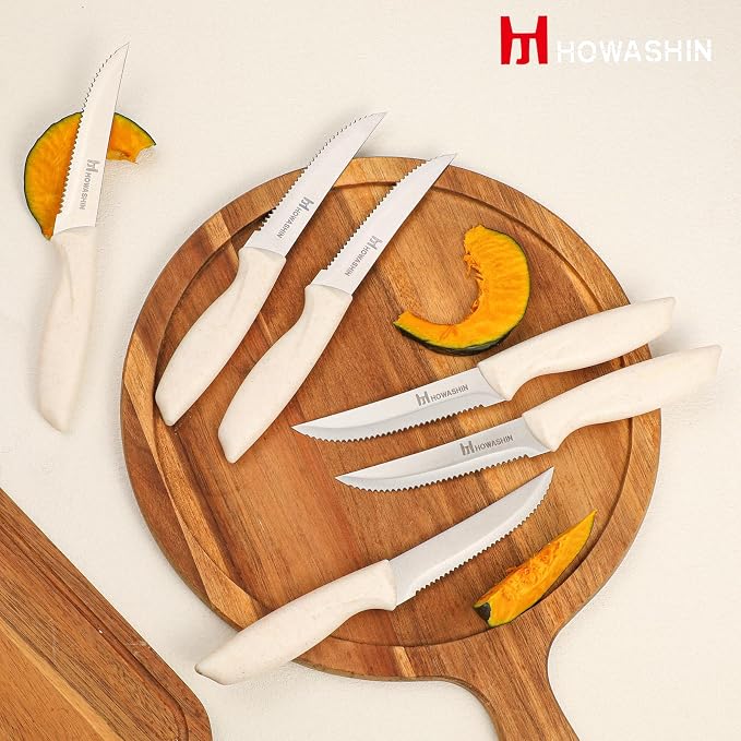 White Knife Set, Howashin 15 Pieces Kitchen Knife Set - Image 4