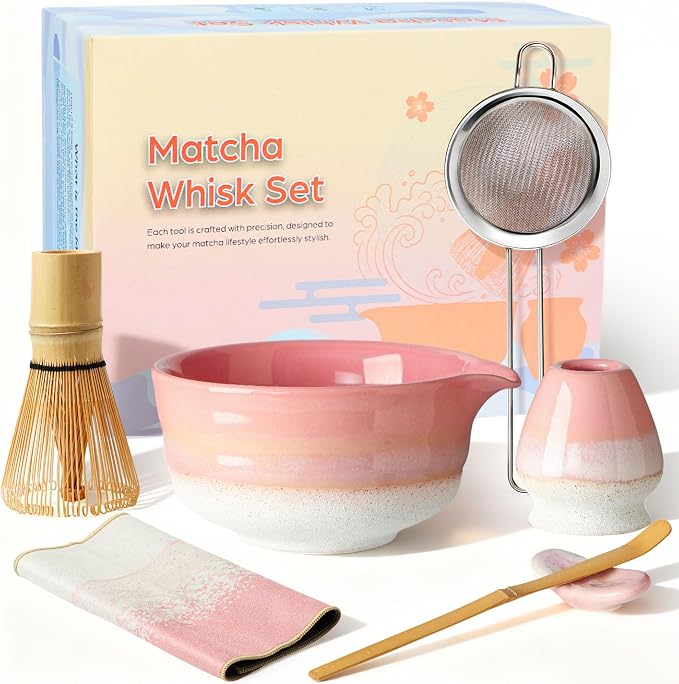 Matcha Whisk Set, Ceramic Matcha Kit Desert Style, Matcha Whisk and Bowl by GBBGhome