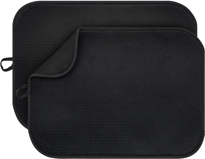 2-Pack Black Dish Drying Mats 20" x 15" – XL Dish Drying Mats by FullBeDare