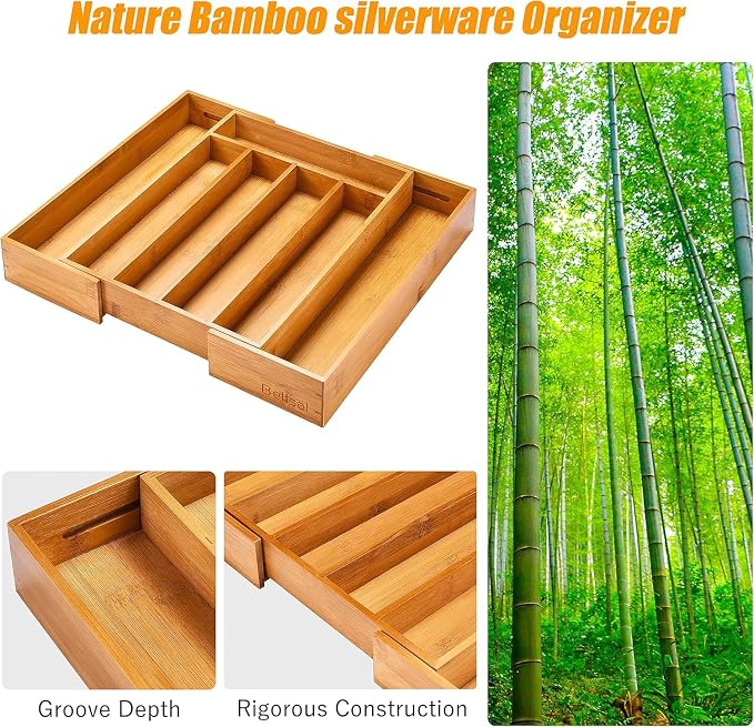 Kitchen Silverware Drawer Organizer and Storage Flatware Cutlery Utensil Holder - Image 4