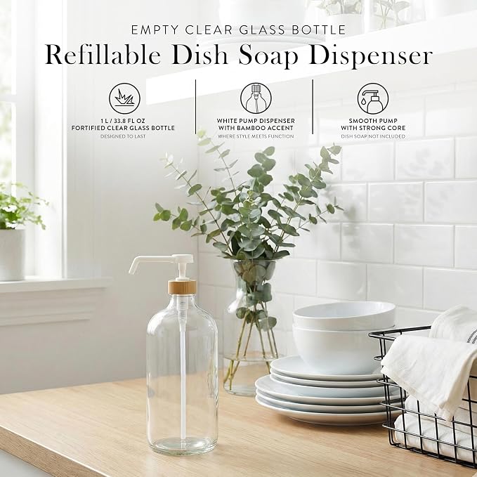 SAVVY & SORTED Glass Dish Soap Dispenser - Image 2